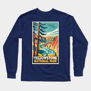 A Vintage Travel Art of the Yellowstone National Park - US Long Sleeve T-Shirt